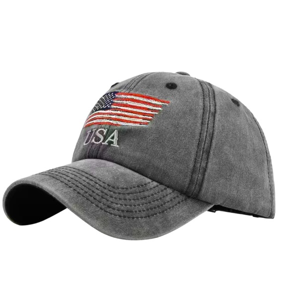 Ball Cap with American Flag Patch - Picture 1 of 4